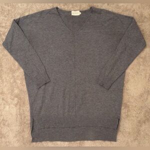 Dreamers Women's V-Neck Long Sleeve Pullover Sweater Gray Size S/M